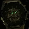 Polshorloges luxe automatisch mechanisch horloge topmerk hiphop mannen vol roestvrijstalen skelet skeletklok man man Hombre relogio