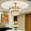 Żyrandole nowoczesne krystaliczne oświetlenie żyrandolowe do życia jadalni luksusowe sypialnia okrągłe złote lampy