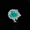 Cluster Rings OEVAS 925 Sterling Silver 10 14 Water Drop Synthetic Paraiba High Carbon Diamond For Women Wedding Party Fine Jewelry