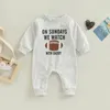 Rompers -09-09 Lioraitiin 0-18M born Infant Baby Girl Boy Romper Letter No Sundays We Watch Football With Daddy Mommy Jumpsuit 221018