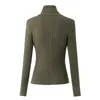 女性用セーターウールブレンド豪華なタートルネックセーターアーミーグリーンウォームウィンターパッダー肩カジュアルニットトップ221018