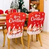 Cubiertas para sillas 5 unids Slipcover Adornos de mesa Cubierta de asiento de cocina Rojo Inglés Navidad Decoraciones reutilizables para reuniones Fiesta de cumpleaños