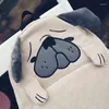 Storage Bags Women Backpack Schoolbag Canvas Cute Dog Ear Embroidery Corduroy Female Vintage Notebook For Girls School