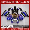 FATINGS DE INJEÇÃO DE TANK PARA KAWASAKI NINJA ZX250 EX250 R 2008-2012 163NO.173 EX ZX 250R EX250R ZX250R 2008 2009 2010 2011 2012 2012 ZX-250R 08 09 10 11 12 Blue Blue Glossy