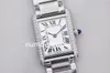 K11 Tanksolo Small Diamond Lady Watch 24mm 사각형 스위스 Ronda 석영 스테인레스 스틸 흰색 다이얼 Sapphire Crystal Luxury Womens Watches 방수 방수