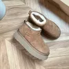 Laarzen ultra mini laars ontwerper vrouw Platform Snow Australi￫ Warm schoenen echte lederen kastanje enkel pluizige laarsjes voor damesugg dggg2