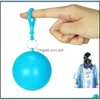 Raincoats Disposable Raincoat Plastic Ball Key Chain Raincoats Portable Spherical Case Traveling Hiking Cam Drop Delivery 2022 Home Dhsco