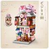 Mini kleine deeltje bouwstenen assembleren speelgoed puzzel mini Japanse winkel straatbeeld kimono winkel meisje volwassen