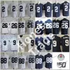 26 Maglia da calcio Saquon Barkley 2 Marcus Allen 9 Trace McSorley 88 Mike Gesicki Nessun nome Blu navy Bianco cucito Penn State College Maglie da uomo 150TH