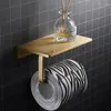 Badaccessoire set badkamer accessoires mode geborsteld gouden massief messing plank tissue roll rek clother haak handdoek rek/bar toiletborstel