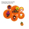 Party Decoration Halloween Paper Fan Flower DIY Black Orange Atmosphere Arrangement Decorations For Home