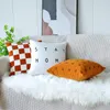 Pillow Nordic Ins Light Luxury Retro Checkerboard Pillowcase Living Room Sofa Embroidery Teddy Velvet Model