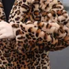Cappotto lungo in pelliccia sintetica da donna High Street con stampa leopardata Giacca soffice Donna Trench invernale in peluche di qualità