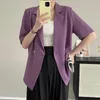 Abiti da donna Ragazze Viola Giacca a maniche corte Giacca da donna Sottile allentata Casual Estate Top Streetwear Abbigliamento da ufficio Blazer