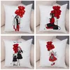 Oreiller je t'aime doux en peluche couverture mignon dessin animé fille imprimer taie d'oreiller décor rouge ballon étui pour canapé Home45X45cm