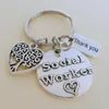 Árvore do coração do assistente social Obrigado Keychain Social Weedel