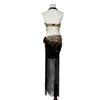 Stage Wear Women Dancewear Size S-XL Outfit 2 stuks BHE en Hip Scarf Overskirt Tribal Belly Dance-kostuumset