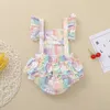 Barboteuses Citgeett Summer Infant Baby Girls Sweet Ruffles Fly Sleeve Romper Fashion Dinosaur Rainbow Stripe Dos Nu Combinaisons Vêtements 221018