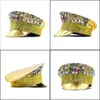 قبعات حافة بخيل نساء رينستون البيسبول قبعة Capply Sparkle Bling Denim Sun Hat Perforgan