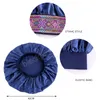 Bohème Satin Bonnet Large Bande Élastique Bonnets Cap Soild Couleur Headwrap Pour Femmes Style Ethnique Nuit Sommeil Chapeau Soins Des Cheveux Chemo Caps