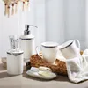 Bath Accessory Set Bathroom Accessories Ceramic Soap Dispensers Toothbrush Holder Gargle Cups Dish With Tray Marry Birthday Present