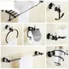 Bath Accessory Set Black Brass &Crystal Bathroom Accessories Hardware Towel Rack Bar Paper Holder Soap Dish Cup Toilet J