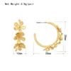 Boucles d'oreilles créoles 18K plaque d'or Punk couleur grande fleur pour les femmes minimaliste déclaration chaîne fête bijoux cerceaux