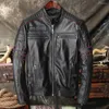 Lederen borduurwerk van heren schedel motorfiets echte jassen natuurlijke koeienhuid moto biker coat heren lente en herfstkleding