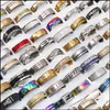 Band Rings Fashion 100Pcs/Lots Assorted Mens Stainless Steel Rings Jewelry Party Gift Wedding For Women Mix Style281K254J Drop Deliv Dhfei