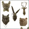 Objets décoratifs Figurines Pipe à fumer Statue en aluminium bronzé Animal avec lunettes suspendues Support mural Ours Louie Petite souris F Dht9M