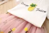 Summer Girls' Clothing Sets Cute Korean T-Shirt Spell Yarn Pine Embroidery Skirt 2PCS Princess Kids Children Clothes 220425