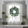 Decoratieve bloemen Groene kunstmatige eucalyptus krans Diy Merry Christmas Home Decorations Wedding Party voordeur tuin buiten decor