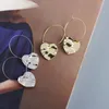 Boucles d'oreilles de cerceau Enosola Surface irrégulière 925 argent sterling pendait de gros cerceaux inégaux en forme de coeur bijoux