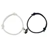 New Love Wishing Stone Magnetic Beads Couple Bracelet Heartbreak Splice Magnet Adjustable Women Hand Rope Pendant