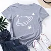 Frauen T-Shirts Frauen-T-Shirt-Grafik für Frauen Baumwolle Kurzarm Tee weibliche Hemdtife Sommerkleidung Tees Frau T-Shirts Planet Planet