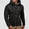 Pulls pour hommes Wepbel Slim Fit Jacket Cardigan à manches longues Mode Oblique Zipper Hommes Noir avec doublure supplémentaire Pull à capuche