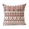 Pillow Christmas Cover Home Decoration Linen Striped Plaid Printed Red 18 Inch Case Sofa Car