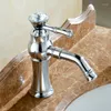 Bathroom Sink Faucets Classic Beautiful Deck Mounted Single Handle Counter Top Basin Faucet Gold Brass And Cold Water Mixer Taps 328