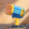 Novel Games Bubbles Machine 69 Holes Bubble Gun Rocket Launcher Form Automatisk fläkt Tvålleksaker för barn Barn Gift Pomperos 221018