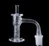 Accessoires pour fumer Banger Quartz sablé à soudure complète 10mm 14mm Joint mâle Bong Bangers Unique Flower Bottom Beveled Edge Terp Slurper Set avec capuchon en quartz