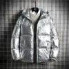 Vestes pour hommes Veste d'hiver hommes fermeture éclair à capuche courte coton femmes Parkas manteaux matelassés 2022 épaissir chaud brillant doudoune rembourré mâle haut G221013