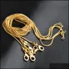 Catene Vendita promozionale Collana a catena in oro 18 carati 1 mm 16 pollici 18 pollici 20 pollici 22 pollici 24 pollici 26 pollici 28 pollici 30 pollici Collane unisex con serpente liscio misto 215 Dr Dheac