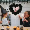 Dekoracyjne kwiaty Halloween wieniec z czarnymi sztucznymi różami 13,8-calowe ręcznie robione krwią ręka na zewnątrz rekwizyty gotycka dekoracja