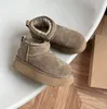 Ultra Mini botte Designer femme plate-forme neige bottes australie fourrure chaussures chaudes en cuir véritable châtaigne cheville moelleux chaussons pour femmes