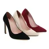 Robe chaussures printemps mode faux daim talons hauts pompes pour femmes bout pointu bureau femme noir beige vin rouge