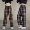 Plaid Pants For Girls Spring Summer Teens Trousers Long Casual Sport Pants Elastic Waist 12 13 14 Year Children's Wide Leg Pants 220512