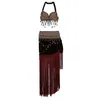 Stage Wear Women Dancewear Size S-XL Outfit 2 stuks BHE en Hip Scarf Overskirt Tribal Belly Dance-kostuumset