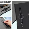 Desk Accessories Pen Loops Holder Self Adhesive Clips Holders for Notebook Hexagon Elastic Journal PU Leather XB1