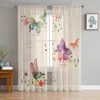 Curtain Butterfly Flowers Vintage Style Tulle In Sheer Curtains For Living Room Bedroom Kitchen Window Treatment Chiffon Blinds