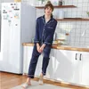 Sleepwear voor heren pyjama's heren lente en zomer lange mouwen pijama rode blauw tracksuit set faxu zijden explosiebroeken broekslaapwear pyjama's